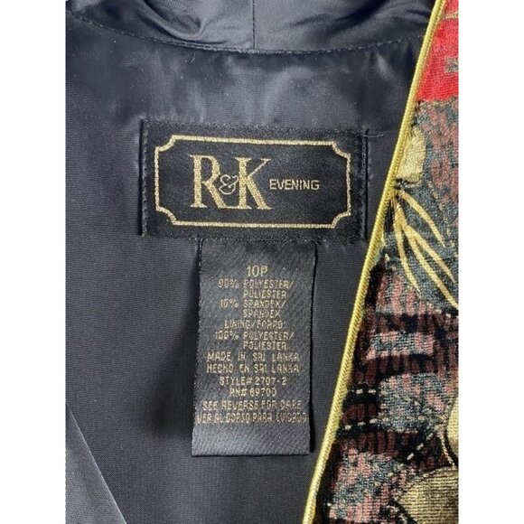 R&K Evening Red & Black Rose Floral Lightweight Button Up Jacket size 10 Petite - Picture 4 of 4